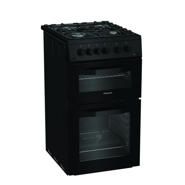 Hotpoint HTG5GCB 50cm Double Oven Gas Cooker Black