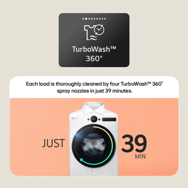 LG F4X9009TBC 9kg 1350 Spin Washing Machine Black
