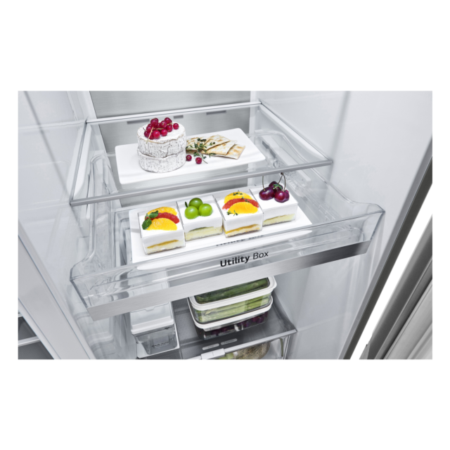 LG GSLV91MBAC 91.3cm Frost Free American Style Fridge Freezer - Metal Sorbet