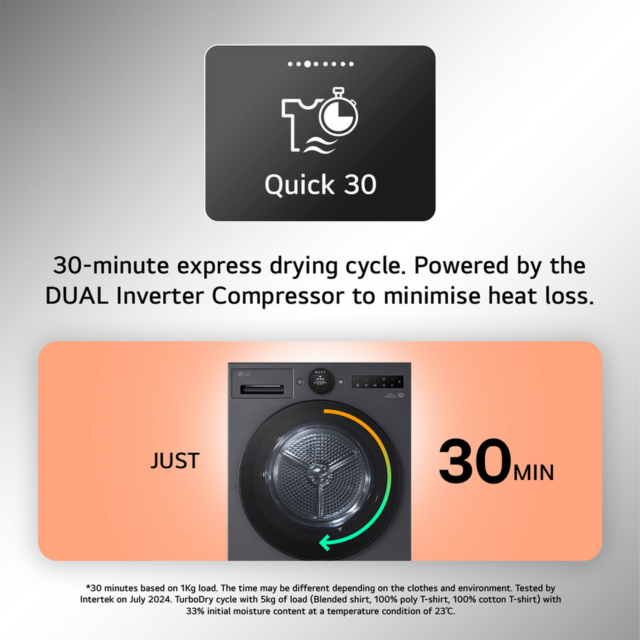LG RHX9009TBC 9kg Heat Pump Tumble Dryer Black