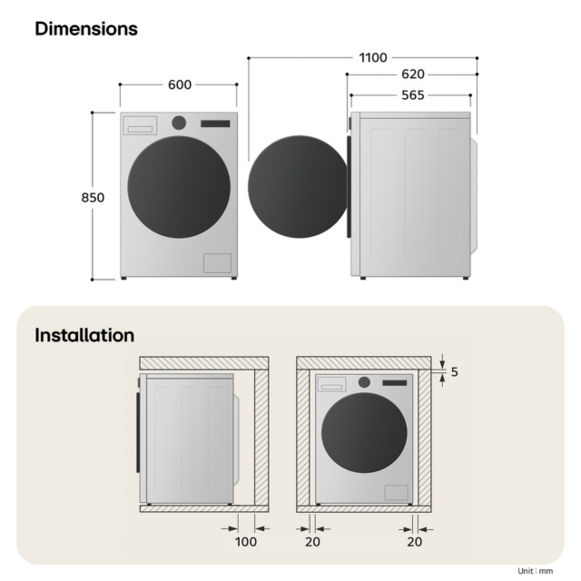 LG W4X5016TBB 11kg/6kg AI Direct Drive Washer Dryer