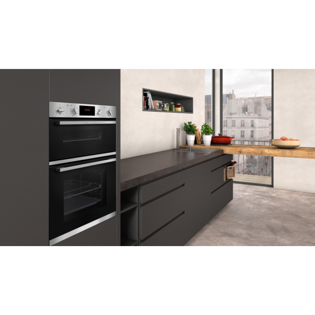 NEFF U1GCC0AN0B Built In Electric Double Oven - Black + Steel