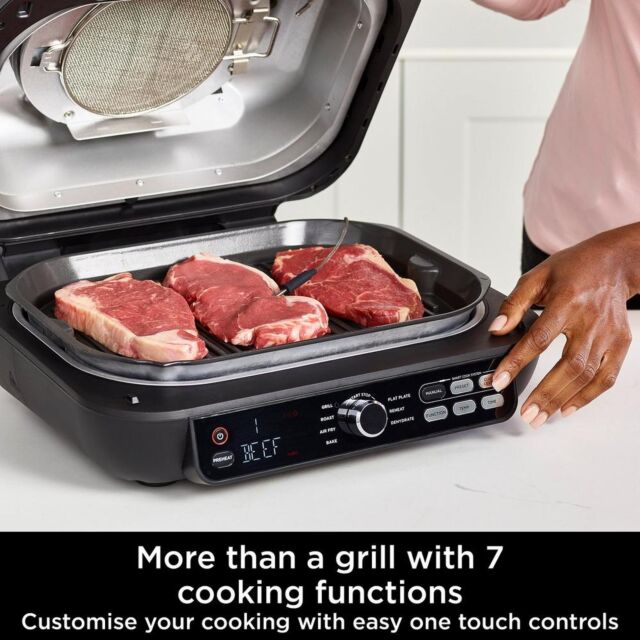 ninja AG651UK Foodi MAX PRO Health Grill, Flat Plate + Air Fryer - Black