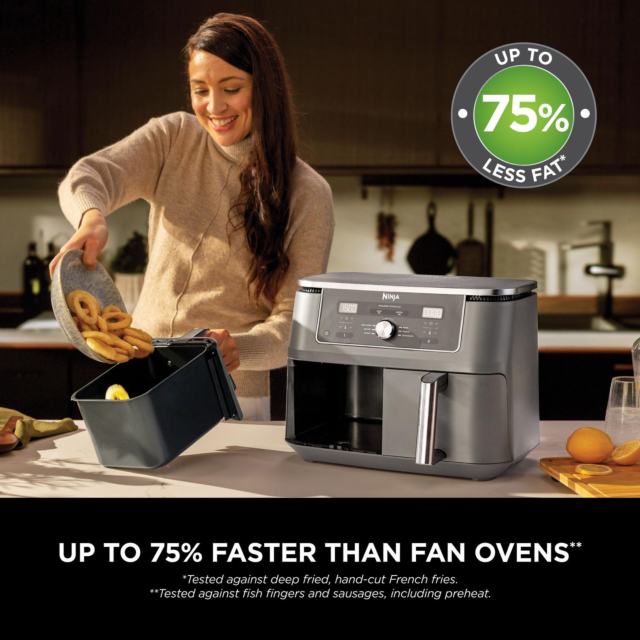 Ninja DZ400UK 9.5 litre MAX 6-in-1 Dual Zone Air Fryer - Gun Metal Grey