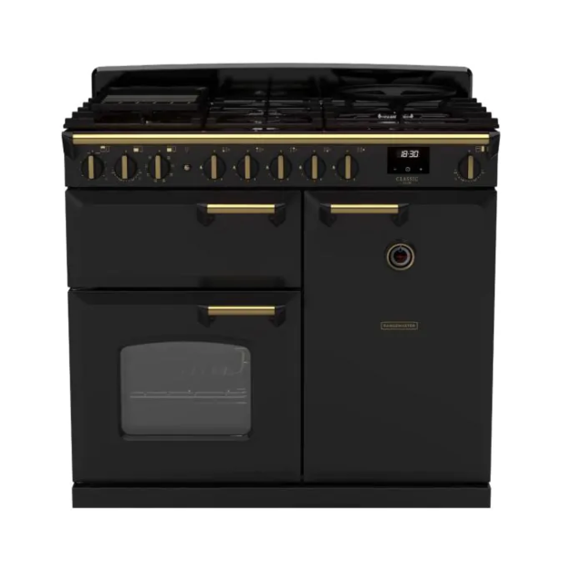 Rangemaster CLDL100DFPCBL/AB1 18296 Classic DLX 100 DF Charcoal Black Antique