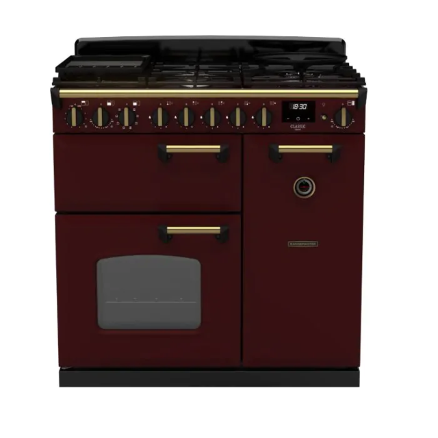 Rangemaster CLDL90DFPBOR/AB1 18261 Classic DLX 90 DF Bordeaux Antique Brass