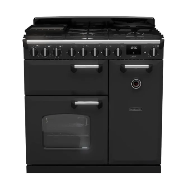 Rangemaster CLDL90DFPCBL/CM1 14537 Classic DLX 90 DF Charcoal Black Chrome