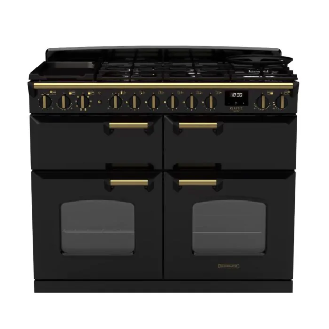 Rangemaster CLDLB110DFPGBL/AB1 18363 Classic DLX BC 110 DF Gloss Black Antique Brass