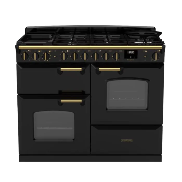 Rangemaster CLDLO110DFPGBL/AB1 18323 Classic DLX OC110 DF Gloss Black Antique Brass