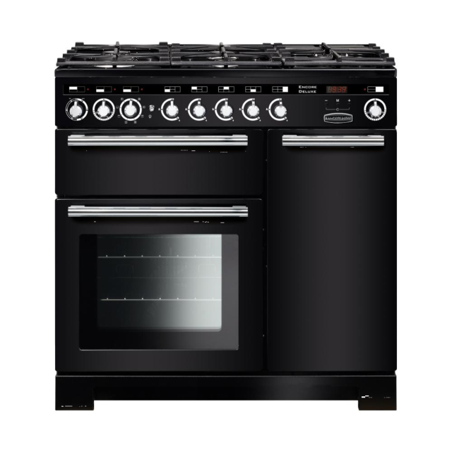 Rangemaster Encore Deluxe 90 Dual Fuel Black/Chrome EDL90DFFBL/C