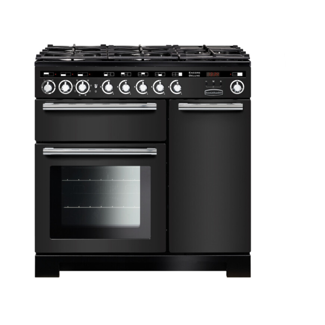 Rangemaster Encore Deluxe 90 Dual Fuel Charcoal Black/Chrome EDL90DFFCB/C