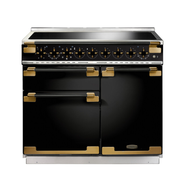Rangemaster ELS100EIGB/BE 136350 Elise 100 Ind Gloss Blk/Blk Antique Brass