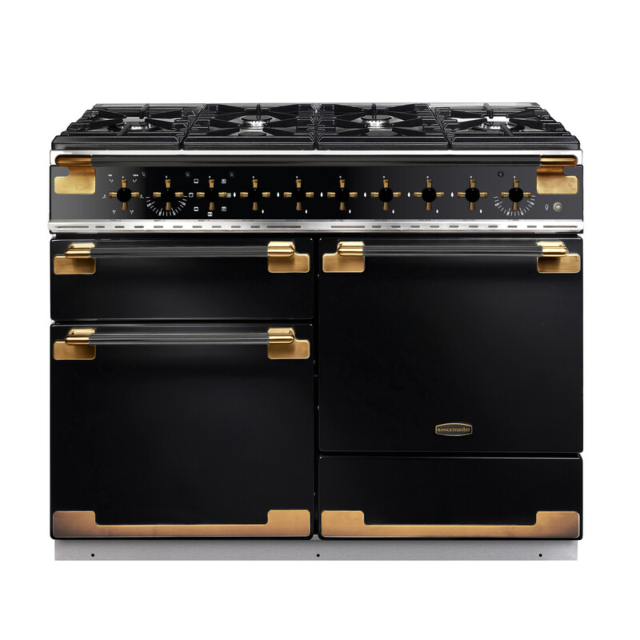 Rangemaster ELS110DFFGB/BE 136290 Elise 110 DF Gloss Blk/Blk Antique Brass
