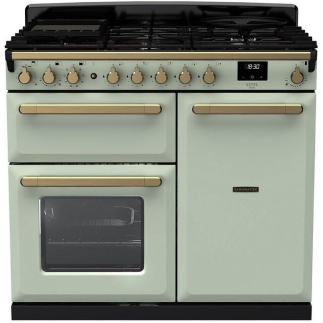 Rangemaster ESDL100DFPMNT/AB1 18080 Estel Deluxe 100 DF Mint Antique Brass