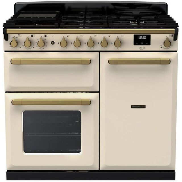 Rangemaster ESDL100DFPPCR/AB1 18076 Estel Deluxe 100 DF Pale Cream Antique Brass