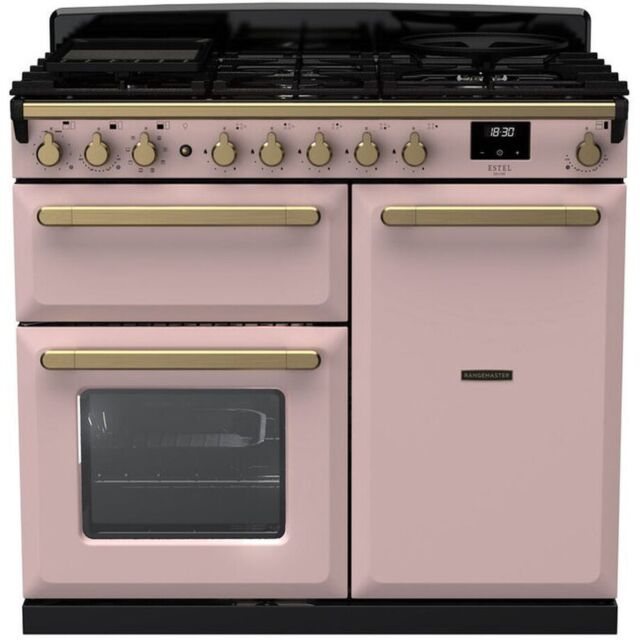 Rangemaster ESDL100DFPPPK/AB1 18079 Estel Deluxe 100 DF Pale Pink Antique Brass