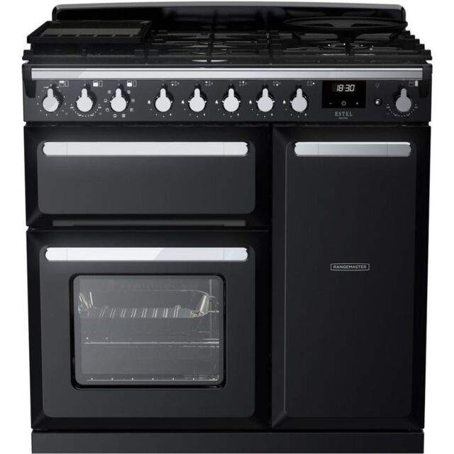 Rangemaster ESDL90DFPGBL/CM1 14976 Estel Deluxe 90 DF Gloss Blk Chrome