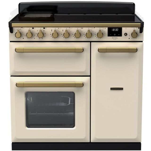 Rangemaster ESDL90EIPPCR/AB1 18055 Estel Deluxe 90 Ind Pale Cream Antique Brass