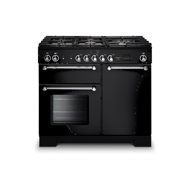 Rangemaster Kitchener 100 Dual Fuel Black/Chrome KCH100DFFBL/C