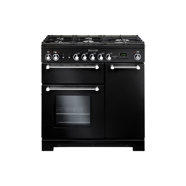 Rangemaster Kitchener 90 Dual Fuel Black/Chrome KCH90DFFBL/C