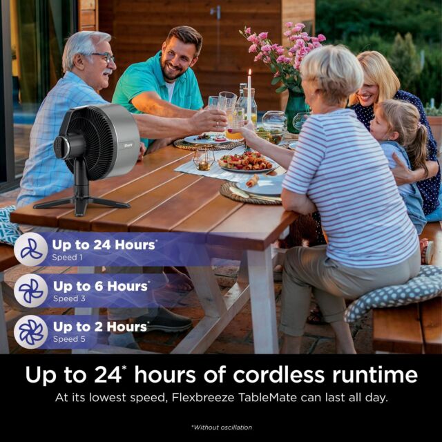 Shark 307FA150UK FlexBreeze TableMate Indoor to OutdoorTabletop Fan - Winter Fog