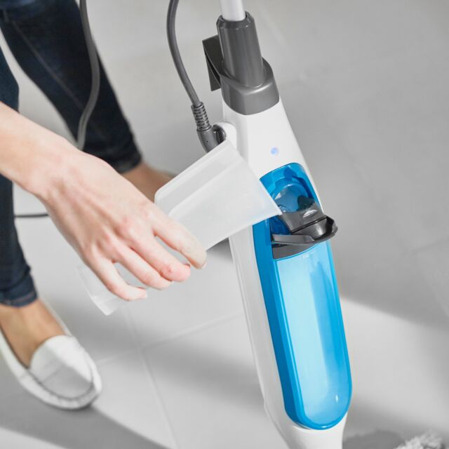 shark S6001UK Klik n'Flip Manual Steam Pocket Mop - White/Blue Bird Blue