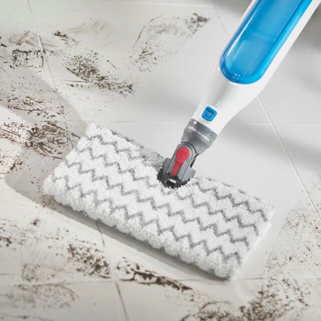 shark S6001UK Klik n'Flip Manual Steam Pocket Mop - White/Blue Bird Blue