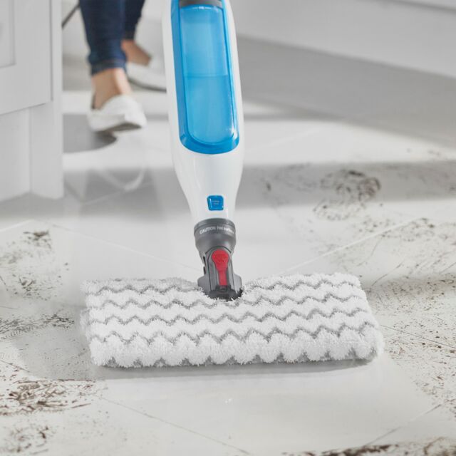 shark S6001UK Klik n'Flip Manual Steam Pocket Mop - White/Blue Bird Blue
