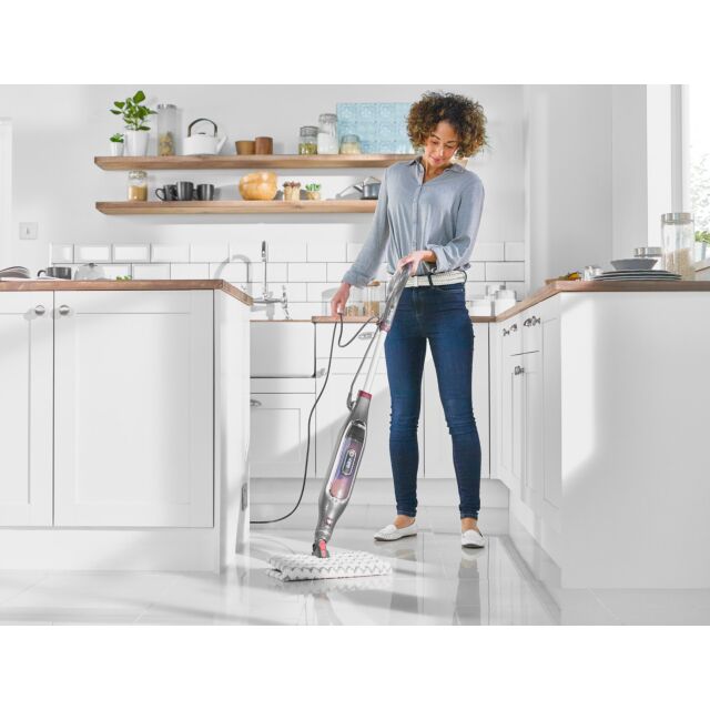 shark S6003UK Klik n'Flip Automatic Steam Pocket Mop - Shark Steel Grey/Bordeaux