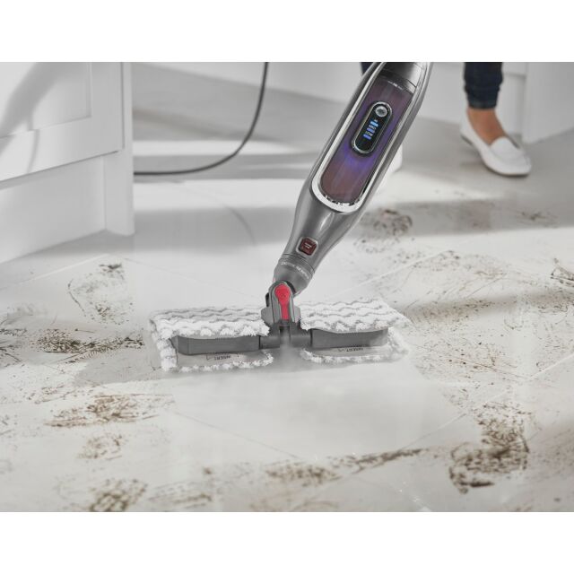 shark S6003UK Klik n'Flip Automatic Steam Pocket Mop - Shark Steel Grey/Bordeaux