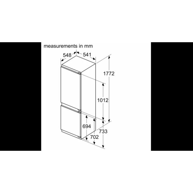 Siemens KI86NVFE0G 54.1cm 60/40 Built In Frost Free Fridge Freezer