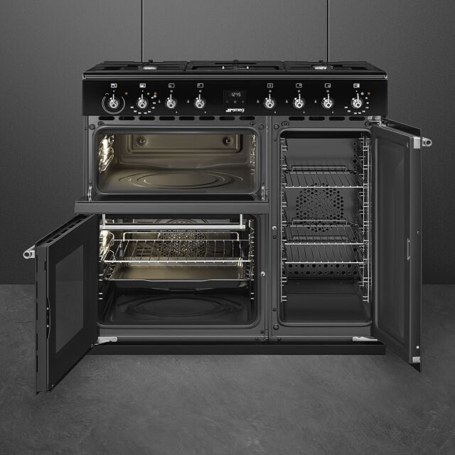 Smeg CX93GMBL 90cm Concert Dual Fuel Range Cooker Black