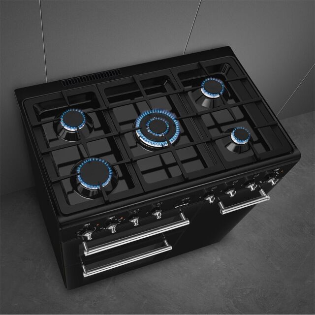 Smeg CX93GMBL 90cm Concert Dual Fuel Range Cooker Black