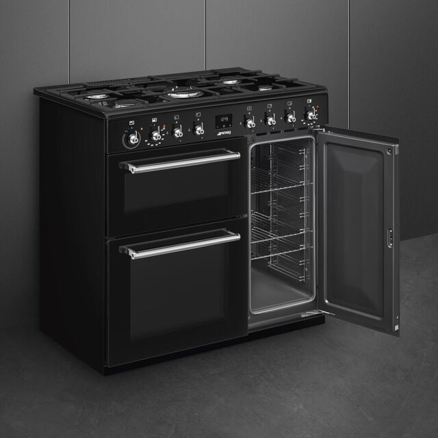 Smeg CX93GMBL 90cm Concert Dual Fuel Range Cooker Black