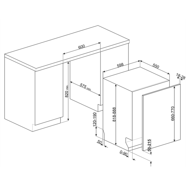 Smeg DIL322BL Integrated Dishwasher 13 Place Settings
