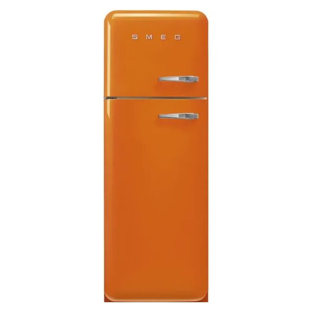 Smeg FAB30LOR6 60cm 50s Style left Hand Hinge Freezer over Fridge Orange
