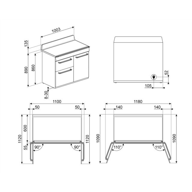Smeg TR103IP2 100cm Victoria Electric Range Cooker Cream