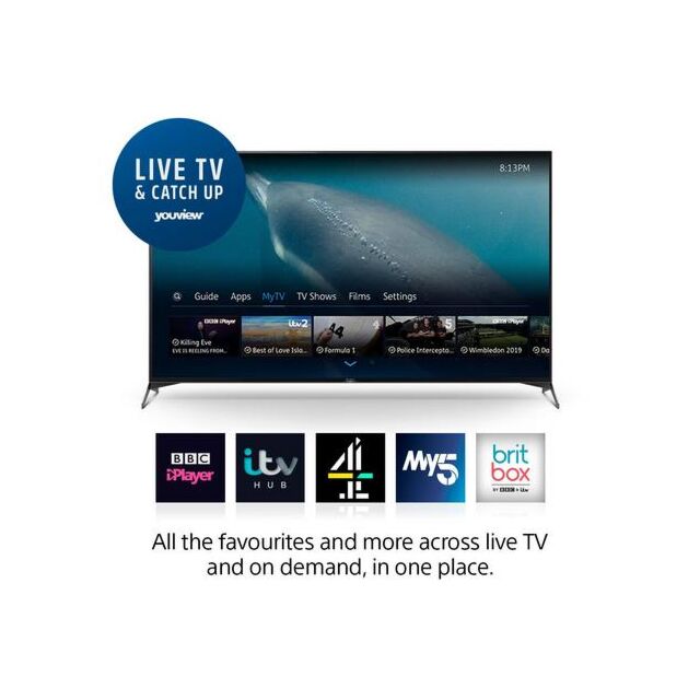  Sony KD65XH9505BU 4K Hdr TV With Picture Processor X1