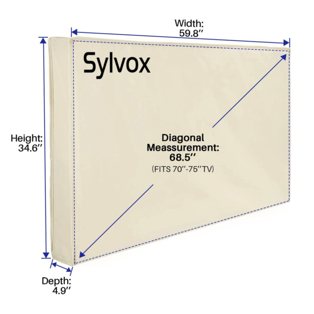 Sylvox OT75A1COVER Waterpoor Outdoor TV Cover for 70-75inch TVs