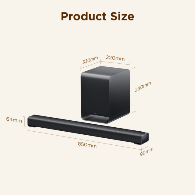 TCL S60K-UK 3.1ch Dolby Atmos Soundbar with Subwoofer
