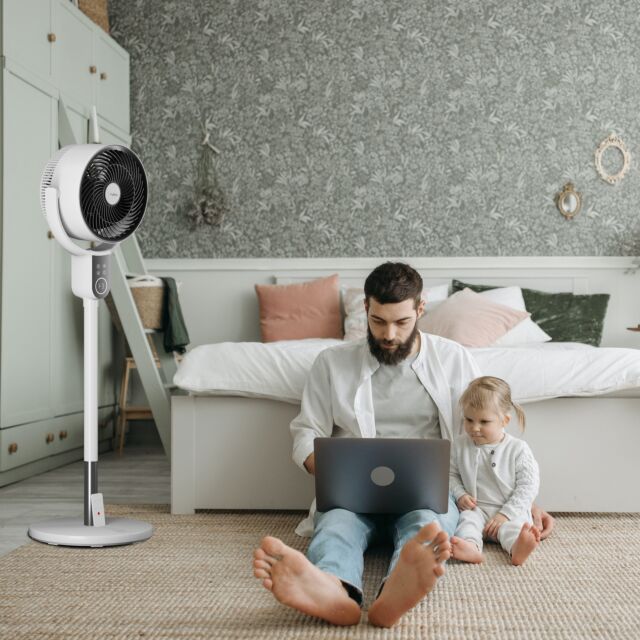 Vybra VS001-OF Oscillator Dual Height Tilt & Swing Oscillating Fan - White