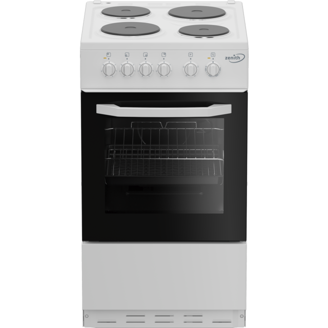 Zenith ZE503W 50cm Single Oven Electric Cooker with solid plate - hob White