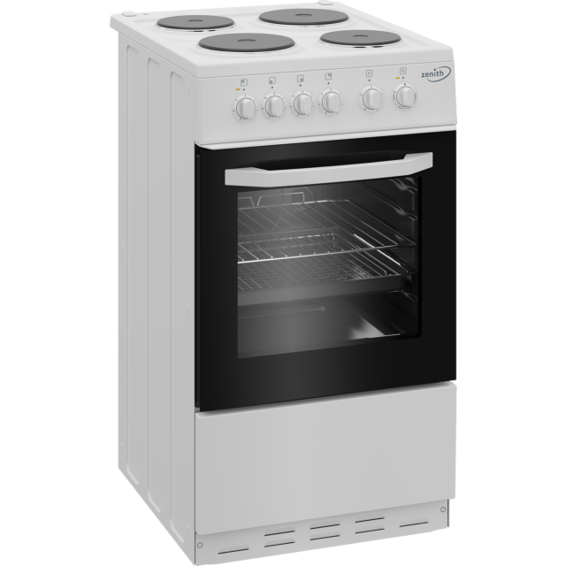 Zenith ZE503W 50cm Single Oven Electric Cooker with solid plate - hob White